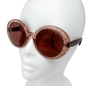 Bottega Veneta pink intrecciato check round sunglasses + case oversized